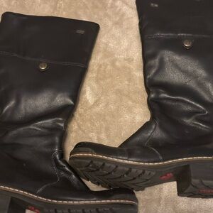 Rieker Black Chunky Heeled Boots